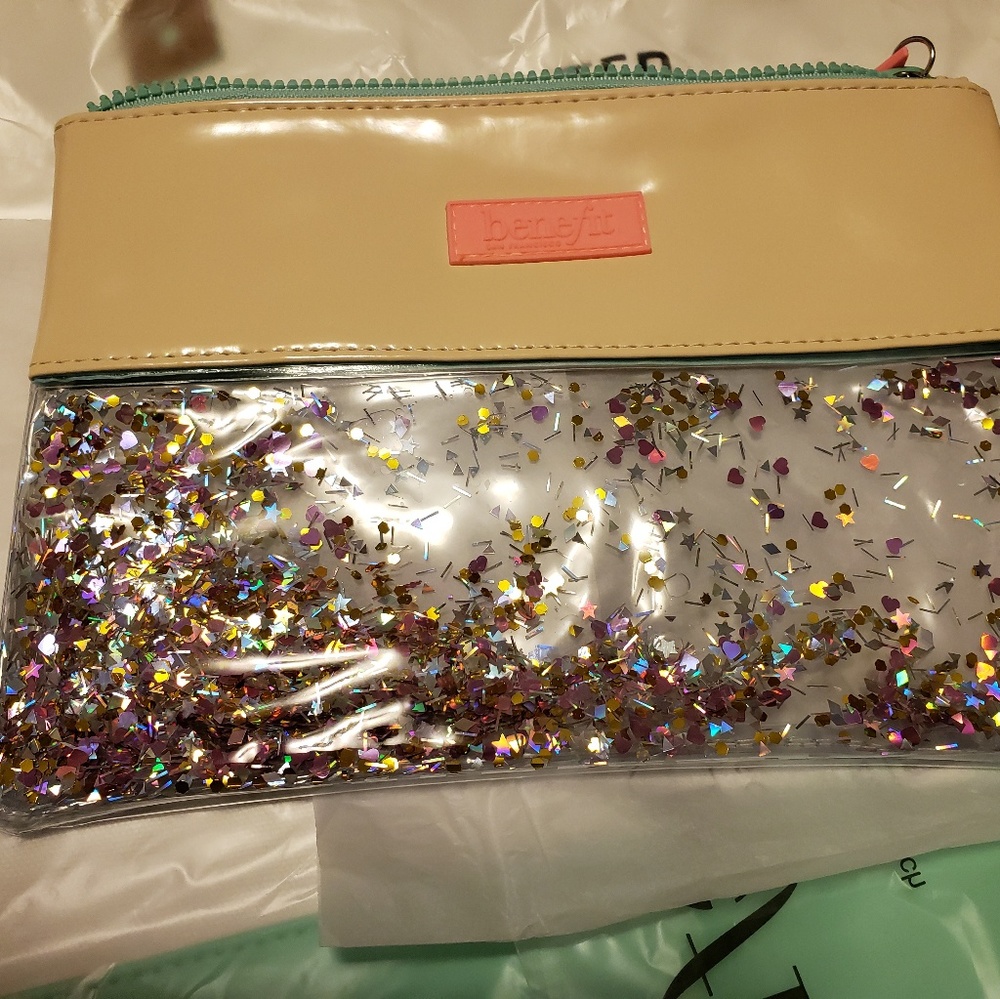Makeup bag purse tote brush holder glittery shiny